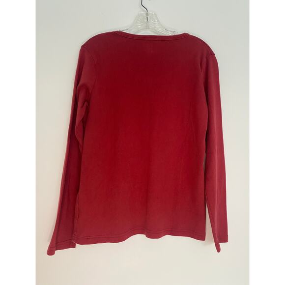 Carhart‎ Womens Vintage Faded Red Long Sleeve V Neck Shirt Large 12-14 Layering - Picture 3 of 9